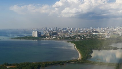 Aerial view, Manila Aerial view heading to the Ninoy Aquino International Airport in Manila,...