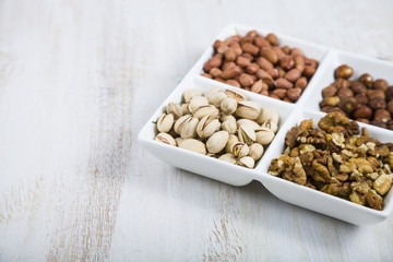 Different kinds of tasty and healthy nuts.