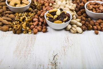 Different kinds of tasty and healthy nuts.