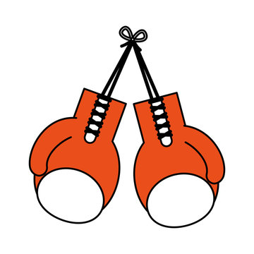 color silhouette image set orange boxing gloves sport element