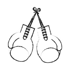 blurred silhouette image set boxing gloves sport element