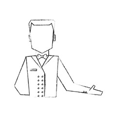 blurred silhouette half body faceless bellboy with uniform