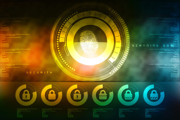Fingerprint Scanning Technology Concept 2d Illustration