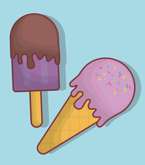 ice creams icon over blue background. colorful design. vector illustration