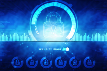 2d illustration Safety concept: Closed Padlock on digital background