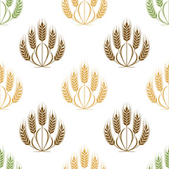 Vector Ears of wheat and grains seamless pattern illustration
