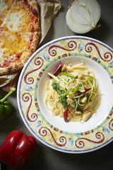 Spaghetti with pizza 