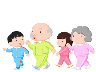 Obraz premium 歩く 家族