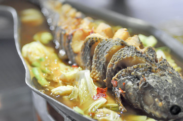 sour soup with fish ,Thai fish soup