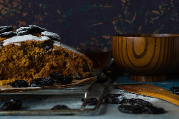 French rustic pie with honey and prunes