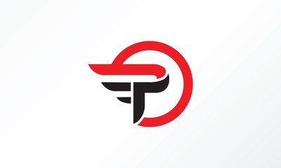 abstract letter p wing speed logo template