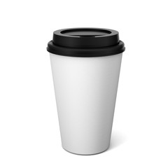 Paper coffee cups with caps isolated on white background, 3D rendering
