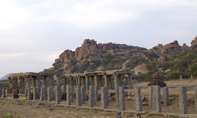 Fototapeta na wymiar The ancient city of Hampi in India a beautiful landscape 