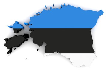 Map of Estonia in the national colors of the flag