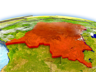 Democratic Republic of Congo on globe