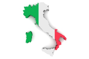 Map of Italia in the national colors of the flag