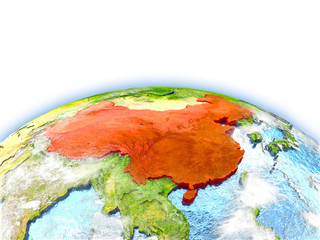 Fototapeta premium China on globe