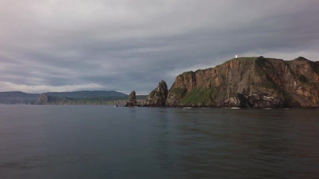 South-eastern coast of Kamchatka peninsula is washed by waters of Pacific Ocean stock footage video