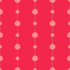 Abstract seamless vector pattern. Lines with circles endless background.  Christmas texture