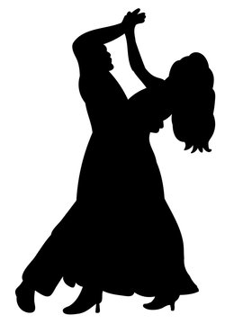 Silhouette Of A Guy And A Girl Dancing A Dance