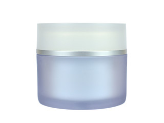 Closed skin care cream plastic container without any label, isolated on white background