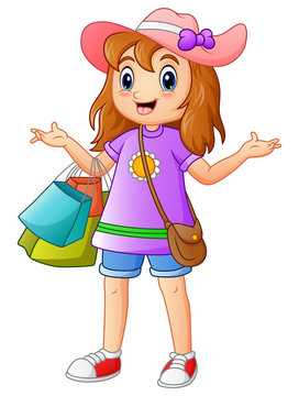 Shopping Girl Cartoon