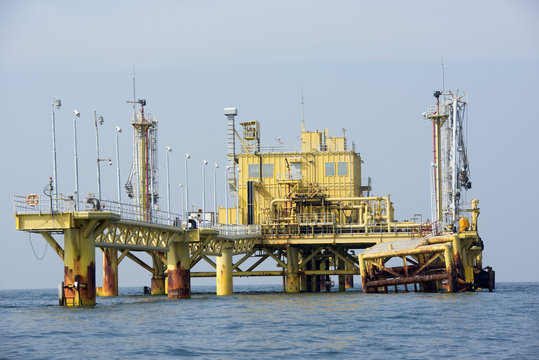 Offshore platform in south of Thailand, Metal background