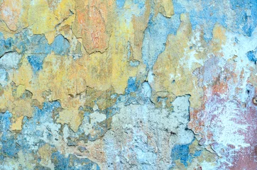 Fototapete Alte schmutzige strukturierte Wand Schäbige Grunge-Textur einer mit Stuck überzogenen Putzwand mit vielen Farbschichten