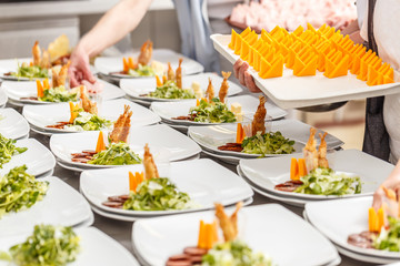 Cook prepare appetizer dish