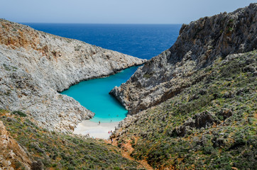 Fototapeta premium Seitan limania, the heavenly beach with turquoise water.Chania, Akrotiri, Crete