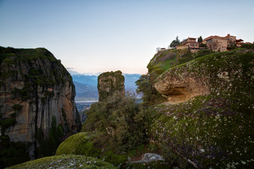 Monastery of Great Meteoron is the largest monastery at Meteora in Greece after sunrise