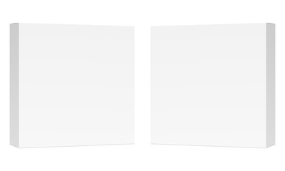 White blank rectangular box mockup isolated. Two boxws for your design, branding, logo. Vector illustration
