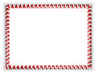 Obraz premium Frame and border of ribbon with the Indonesia flag, edging from the golden rope. 3d illustration