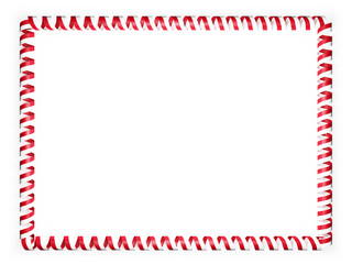 Frame and border of ribbon with the Indonesia flag. 3d illustration