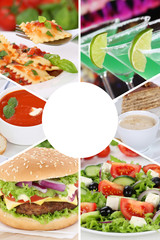 Sammlung Collage Essen und trinken Karte Speisekarte Gerichte Restaurant Hochformat