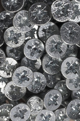 Closeup of shiny screws