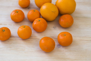 Mandarins on wooden table