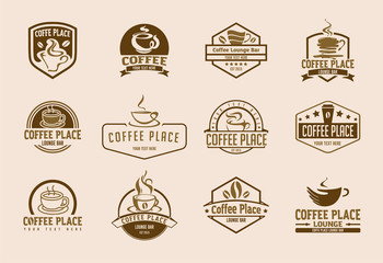 12 coffee logo illustrations set