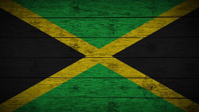 Painting flag of Jamaica on old wood boards