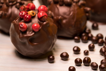 Beautiful chocolate sweets with airy rice