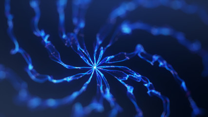 Colorful Light Streaks blue, Abstract Light Streaks in corkscrew motion with glowing effects, Abstract lighting effects on black background, particle swirls