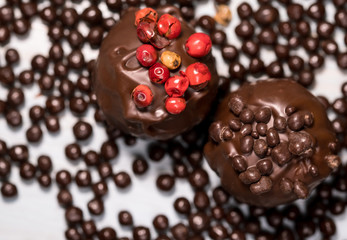 Beautiful chocolate sweets with airy rice