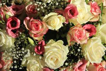Bridal flower arrangement in pink and white