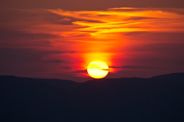 Beautiful sunset over Zakynthos island, Greece