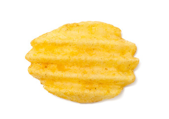 yellow potato chips isolated on white