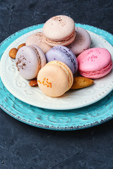 Colorful French macaroons