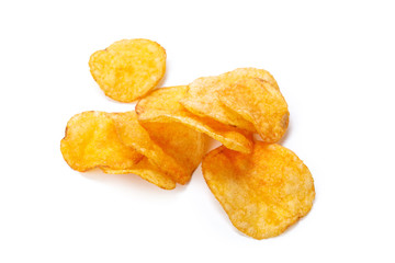 Potato chips isolated on white background