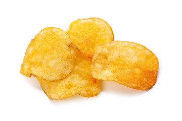 Potato chips isolated on white background