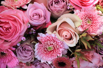 Mixed pink wedding flowers