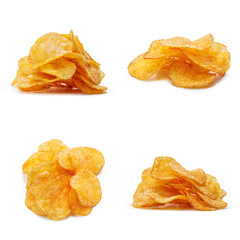 Collage of tasty potato chips